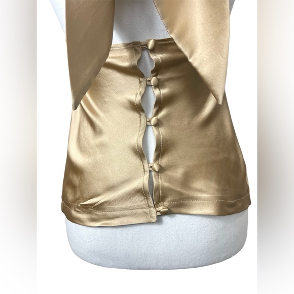 St. John Tan Champagne Satin Silk Sleeveless Halter Top Y2K 90’s Old Money XS - Picture 5 of 8